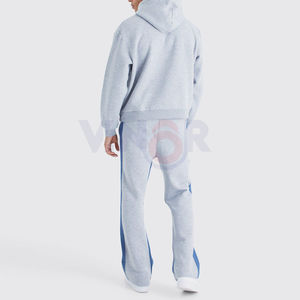 Ensemble de survêtement en molleton à capuche imprimé personnalisé, délavé à l'acide, 2 pièces, pantalon de survêtement évasé vintage délavé au soleil, pull pour homme - Product Image 2