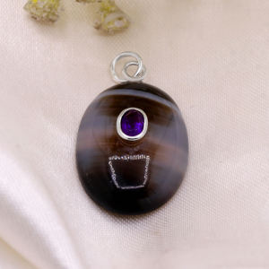 2025 naturel Montana Agate et améthyste pierre précieuse pendentif de forme ovale en argent Sterling 925 massif bijoux faits à la main pour la vente en gros - Product Image 2