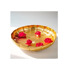 Tazón para servir frutas de mesa de diseñador de hojas chapadas en oro de alto grado de aluminio fundido personalizado y logotipo disponible - Product Image 6