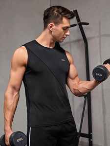 Meilleur prix Vente en gros Débardeur de gymnastique respirant à séchage rapide Hommes Polyester Activewear Fitness Homme Débardeurs Type de motif d'entraînement Blanc - Product Image 4