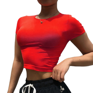 Camisetas Cortas para Mujer, Más Vendidas, 100% Algodón, Secado Rápido, Ecológicas, Transpirables, Cuello en V, Manga Corta, Personalizadas, para Gimnasio, Casuales - Product Image 3