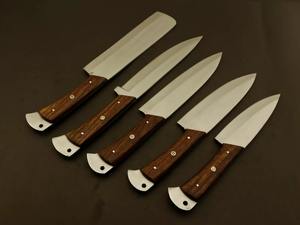 Lot de 5 couteaux de chef en acier D2 faits à la main, ensemble de couteaux de cuisine avec couvercle pour couper pour le camping. - Product Image 2
