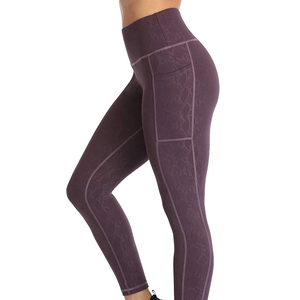 Leggings doux taille élastique simple course à pied cyclisme pantalon de Yoga femmes dame poches colorées solide personnalisé grande taille - Product Image 4
