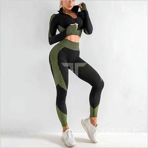 Traje de gimnasio deportivo de Yoga de manga larga para mujer, ropa de Fitness sostenible transpirable sin costuras, conjuntos sólidos de moda, novedad de 2024 - Product Image 4