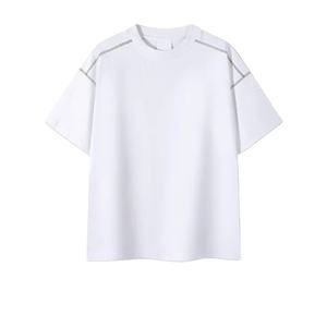 Camiseta de Verano de Marca Moderna, Estilo Americano, Informal, de Algodón, Cuello Redondo, Hombros Caídos - Product Image 1