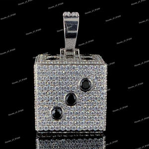 Colgante de Dados con Incrustaciones de Diamantes de Imitación en Plata 925, Estilo Hip Hop, Joyería de Lujo con Aspecto de Diamante, Estilo Urbano - Product Image 3