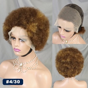 Dx050 Bện Tóc Giả Tóc Con Người Phi Hộp Bện Tóc Giả Glueless Đầy Đủ Ren 613 Tóc Vàng Afro Kinky Curl 8 "10" - Product Image 4