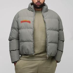 Custom Printed Men's Winter <b>Jacket</b> <b>Padded</b> Stand Collar Zipper Windbreaker with Hood Warm Puffer <b>Jacket</b> - Product Image 6