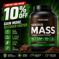 Poudre de prise de masse Serious Mass 5LB 2,27 kg Supplément protéiné hypercalorique 50g de protéines 251g de glucides 3g de créatine Saveur chocolat