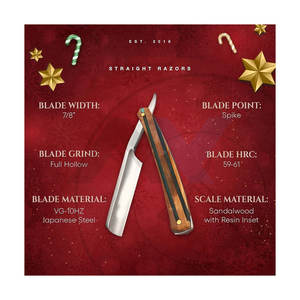 <b>Straight</b> Razor Shave Ready Japanese Steel <b>Straight</b> Razors For Men With Sandalwood Scale Protective Case Included For Ultra Close - Product Image 5