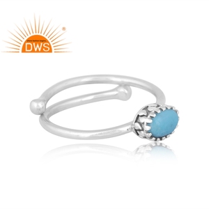 Newly design fine sterling silver natural Arizona Turquoise gemstone adjustable ring jewelry manufacturer - Product Image 3