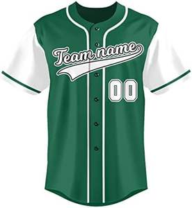 Camiseta de béisbol unisex personalizada Camiseta verde con botones, número de nombre personalizado, uniforme deportivo unisex, sublimación de Softbol - Product Image 2