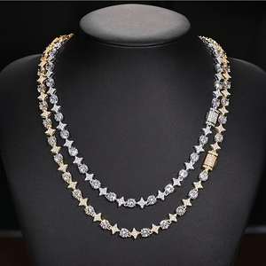 VVS Moissanite diamond Necklace with Icedown D Color S925 Sterling Silver <b>Tennis</b> Chain 3mm 4mm Hip Hop Jewelry Link Chain - Product Image 1