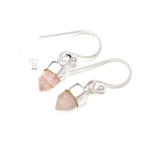 Pendientes colgantes de Plata de Ley 925 sólida de alta calidad, increíble pendiente de piedra preciosa Rosa Rosequartz, forma elegante, hermoso diseño - Product Image 1