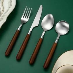 Ensemble de couverts en acier inoxydable de qualité supérieure, manche en bois, poids lourd, pour service de traiteur - Product Image 2