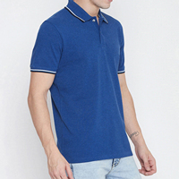 Polo à manches courtes pour homme, couleur bleue unie, 100% coton piqué, style décontracté, respirant, coupe classique