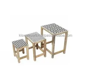 Mesa auxiliar moderna de lujo 2025, accesorio de mesa de centro con incrustaciones de hueso de madera MDF para muebles de dormitorio y sala de estar - Product Image 2