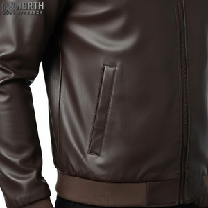Chaquetas de cuero de talla grande de alta calidad para hombre, venta al por mayor, chaqueta de corredor con mangas bordadas, chaqueta Bomber personalizada - Product Image 5