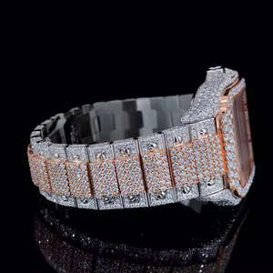 Montre-bracelet pour homme en diamant Moissanite VVS de haute qualité, très vendue, bracelet en acier inoxydable, mouvement mécanique, verre glacé, style hip-hop - Product Image 2