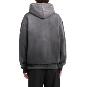 Custom Logo Streetwear Cotton Vintage Men's Hoodies Heavyweight Acid <b>Wash</b> Oversized Distressed Hoodie - Product Image 4