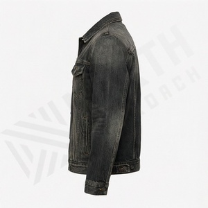 Veste en jean décontractée personnalisée pour hommes, grandes tailles, 100% coton, option logo sur le devant, respirante, veste d'hiver - Product Image 3