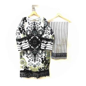 El último y elegante traje de 2 piezas de talla grande para mujer de lino confeccionado bordado Corai Kurta indio pakistaní estampado de ropa de invierno - Product Image 2