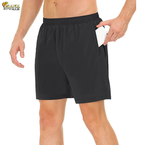 Pantalones Cortos Deportivos Personalizados para Hombre, de Doble Capa, para Gimnasio y Running, Tejido Ecológico de Poliéster y Elastano, Antiarrugas, Color Sólido - Product Image 4