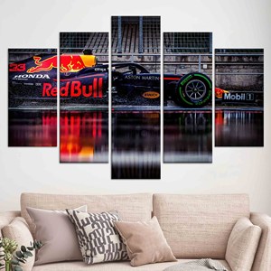 Toile imprimée : Décoration murale de voiture de Formule 1 en verre trempé, lot de 5 toiles assorties - Product Image 1