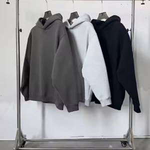 Produit de vente chaud pur pull uni surdimensionné personnalisé à capuche mélangé pour hommes et femmes avec poches et cordons de serrage pour les deux - Product Image 4