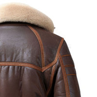 Chaqueta de Piloto de Cuero con Forro de Borrego para Hombre, Abrigo de Piel de Oveja, Chaqueta Abrigada para Invierno, Precio al por Mayor