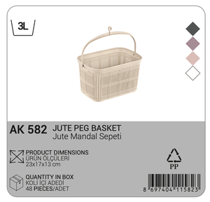 ตะขอแขวนตะกร้าหนีบผ้าพร้อมหูจับ พลาสติก PP ขนาด 3 ลิตร กล่องเก็บของ ตู้เสื้อผ้า ห้องครัว ห้องซักรีด เป็นมิตรกับสิ่งแวดล้อม ทนทาน - Product Image 3