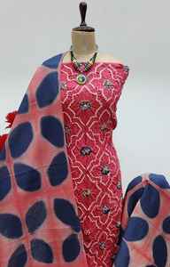 Conjunto de traje formal de línea A con estampado de Bandhej de satén verde con Dupatta para mujer-Ropa étnica festiva transpirable antiarrugas - Product Image 3