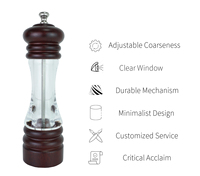 [Holar] Taiwan Made Rechargeable Clear Window Design Ensemble de moulin à sel et à poivre manuel en bois pour cuisine Restaurant