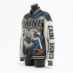 Premium 380 GSM femmes université veste laine polyester mélange avec imprimé aigle illustration Logo personnalisé broderie femmes université veste - Product Image 4