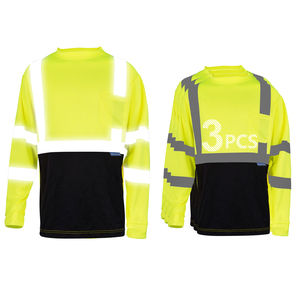 LX Stock Amarillo Negro Hi Vis Camisas de construcción Reflectante Manga larga Seguridad Polo Camiseta Bajo MOQ Camisa de seguridad para hombre - Product Image 1