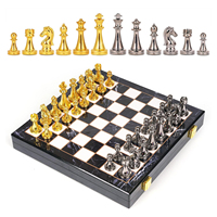 AYAANS Jeu d'échecs de luxe en or et noir échiquier pliant magnétique avec pièces en métal ensemble de jeu élégant pour adultes
