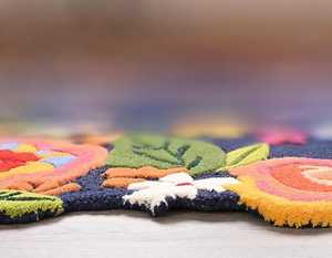 Alfombra de lana moderna hecha a mano, alfombra de área abstracta comercial para sala de estar, cocina, baño, oración, Material de algodón - Product Image 3