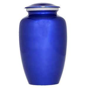Urne funéraire bleue écologique et durable pour adulte, capacité de 220 pouces cubes, avec sac en velours - Product Image 2