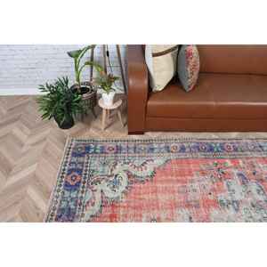 Alfombra Vintage, Alfombra Turca de 5.3x9 pies, Alfombra Roja de Lana Sólida - Product Image 3