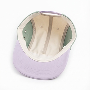 Casquette 5 panneaux en toile de coton, blocs de couleurs pastel, vente en gros, logo personnalisé, haute qualité, OEM ODM, faible MOQ, unisexe, décontractée, réglable, style Dad Hat - Product Image 5