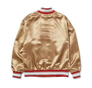 OEM Stand Collar Custom Lightweight Satin Varsity <b>Jacket</b> for <b>Men</b> High Street Winter Baseball Streetwear Buttons Closure - Product Image 4