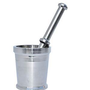 Herramientas de trituración de ajo y jengibre con acabado plateado de acero inoxidable, accesorios de cocina, uso de bodas y catering, mortero - Product Image 1