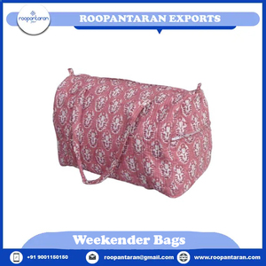 Bolsa de lona de viaje ecológica con estilo, suave algodón, bloque de mano, tela estampada con cremallera, lona de moda para cada - Product Image 6
