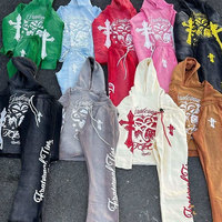 2024 último estilo personalizado conjunto de dos piezas Jogger serigrafía Sun Faded Acid Wash hombres chándal por Elegant Sports