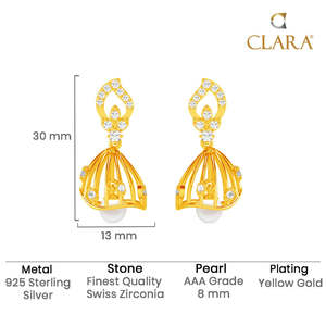 Pendientes Colgantes Jhumki Jhumka de Plata 925 Premium para Mujer, Diseño Vintage en Forma de Campana, para Bodas y Fiestas, con Cuarzo y Latón - Product Image 5