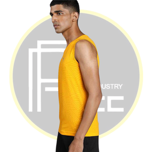 Débardeur sans manches jaune pour homme Gilet de gymnastique d'été respirant avec imprimé géométrique Vêtements de sport tricotés Fitness Vêtements d'entraînement décontractés - Product Image 2