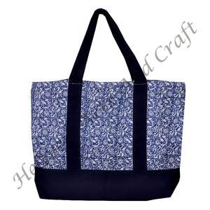 Sac fourre-tout à bandoulière fait main, imprimé à la main en Inde, avec poignée noire, motif de logo, sac de marché, sac fourre-tout pour cadeau - Product Image 6