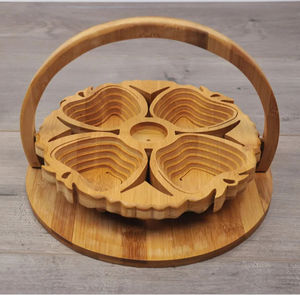 Lámpara de Sal de Madera Natural Duradera con Diseño Floral Tallado a Mano y Asa, Ideal para Decoración de Bodas y Regalo - Product Image 3