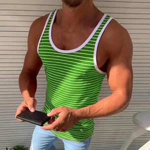 Tank Top Oversized Men 100% Cotton Stringer Camisetas sin mangas para hombre con logotipo en todo el precio de venta - Product Image 4