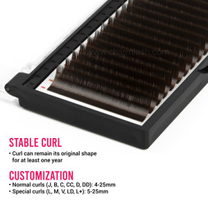 Charmlash, fabricant en gros d'extensions de cils, faux cils bruns mats, extensions de cils individuelles, mélange de brun semi-mat - Product Image 3